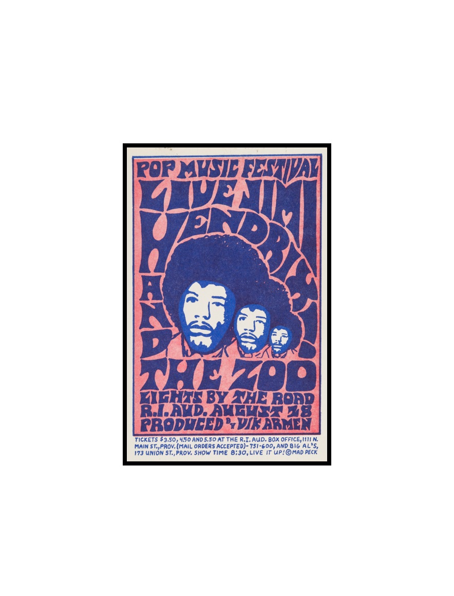 JIMI HENDRIX - 3 Jimi Hendrix Experience 1968 Providence, RI Handbill MINI