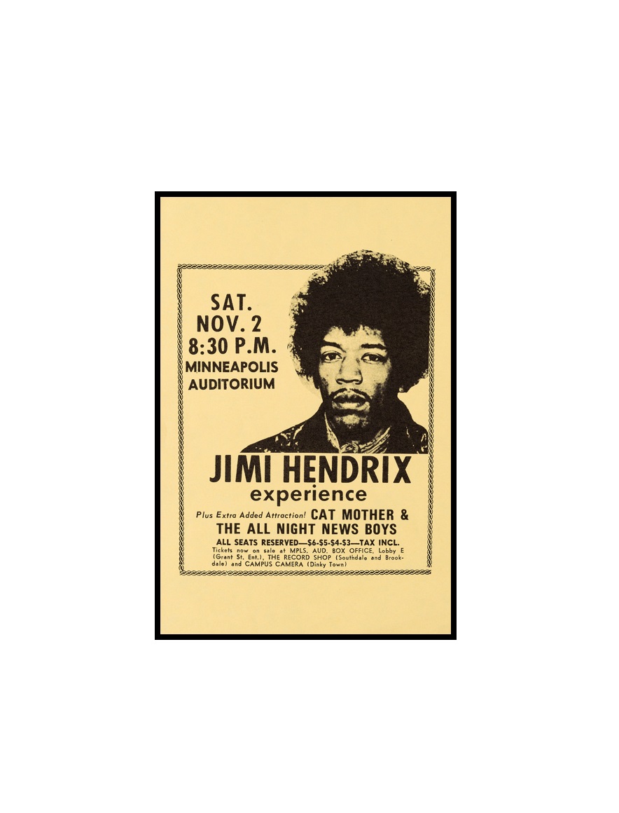 JIMI HENDRIX - 6 Jimi Hendrix Experience 1968 Minneapolis, MN Concert Handbill MINI
