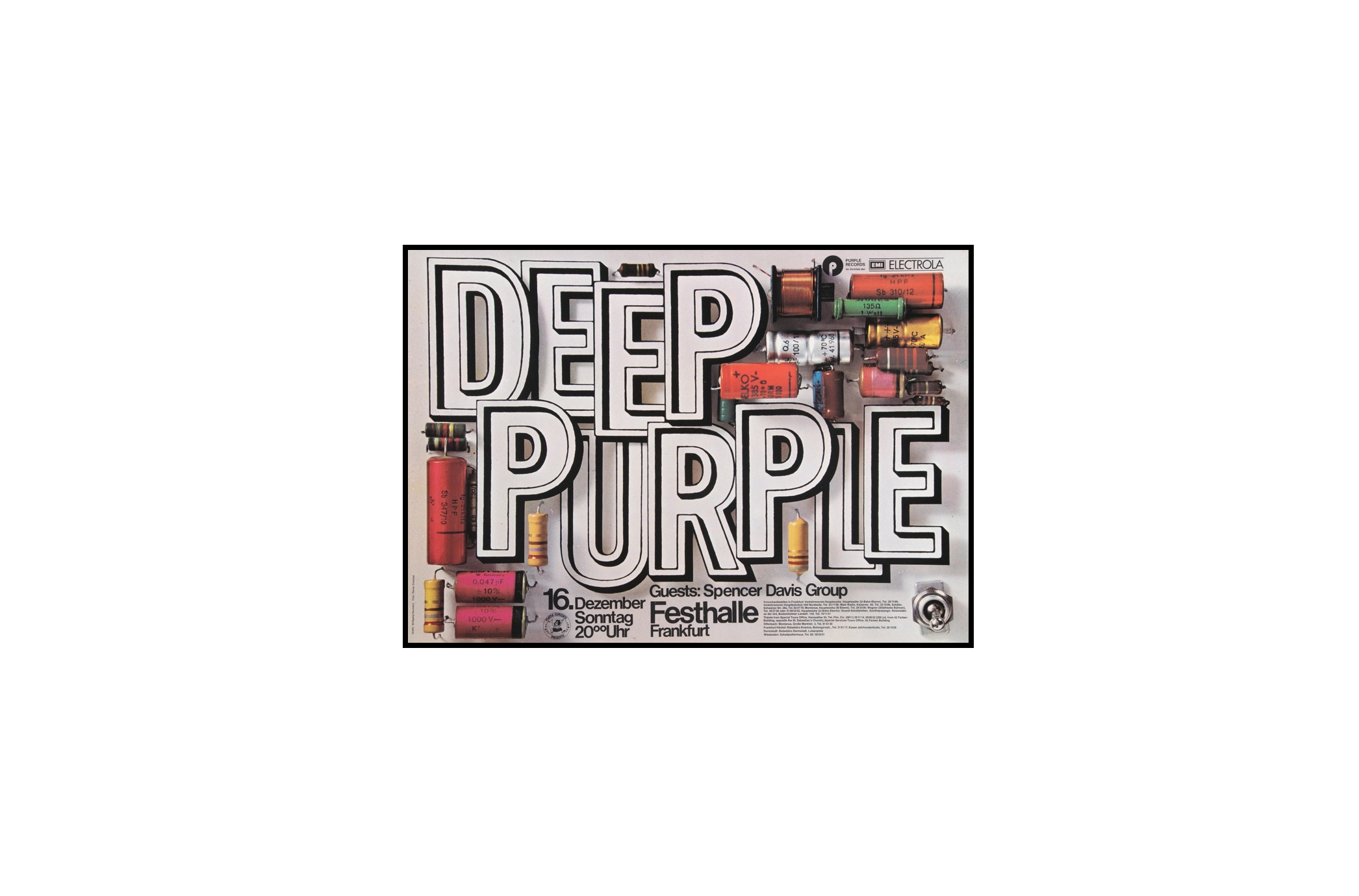 DEEP PURPLE - 8 Deep Purple, Spencer Davis Group 1973 Frankfurt, Germany Concert Poster. MINI