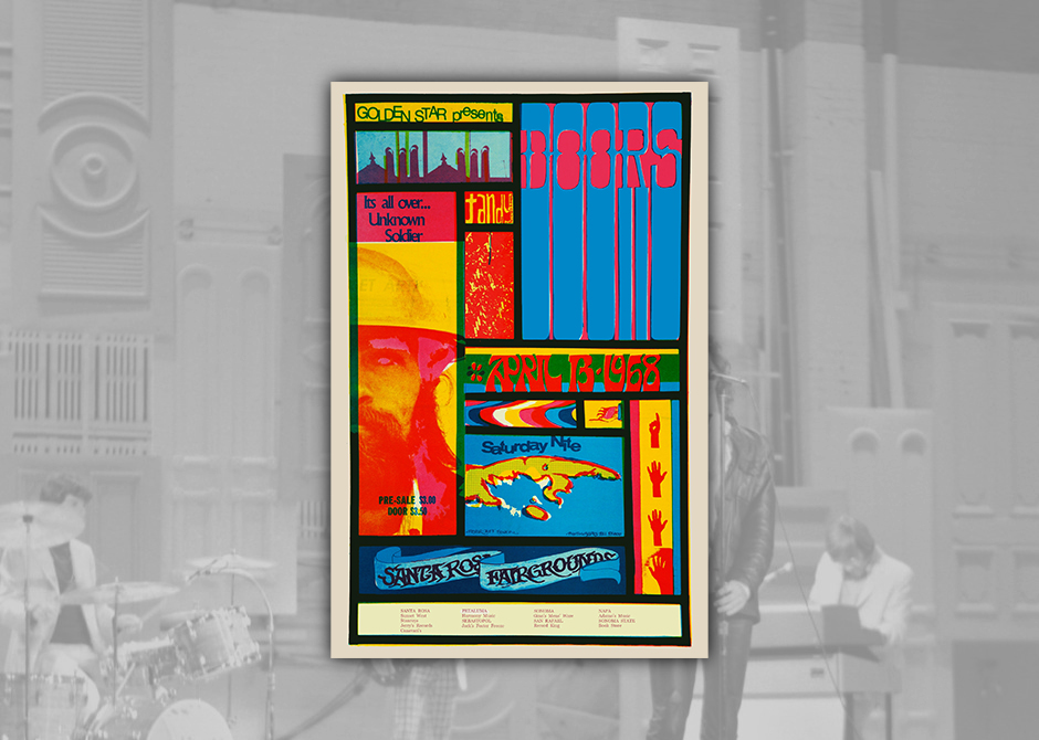 THE DOORS - 8 The Doors 1968 Santa Rosa Fairgrounds Colorful Concert Poster. CAPA SITE