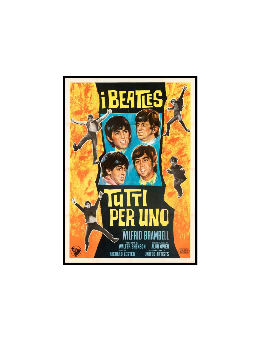 BEATLES - 16 The Beatles A Hard Day's Night (United Artists, 1964). Very Fine on Linen. Italian MINI