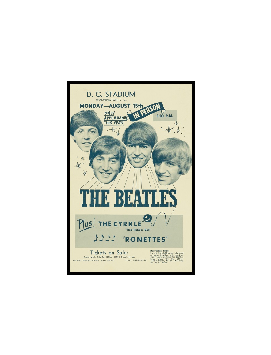 BEATLES - 7 The Beatles 1966 Washington D.C. Concert Handbill MINI
