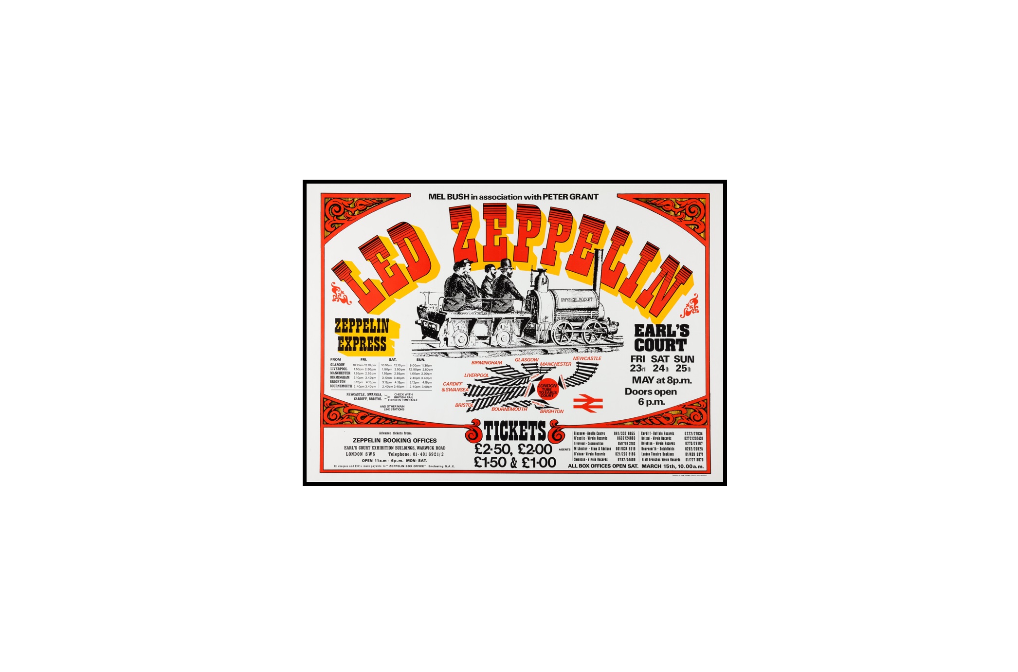 LED ZEPPELIN - 16 Led Zeppelin Physical Rocket Earl's Court Concert Poster (Mel Bush, 1975) MINI