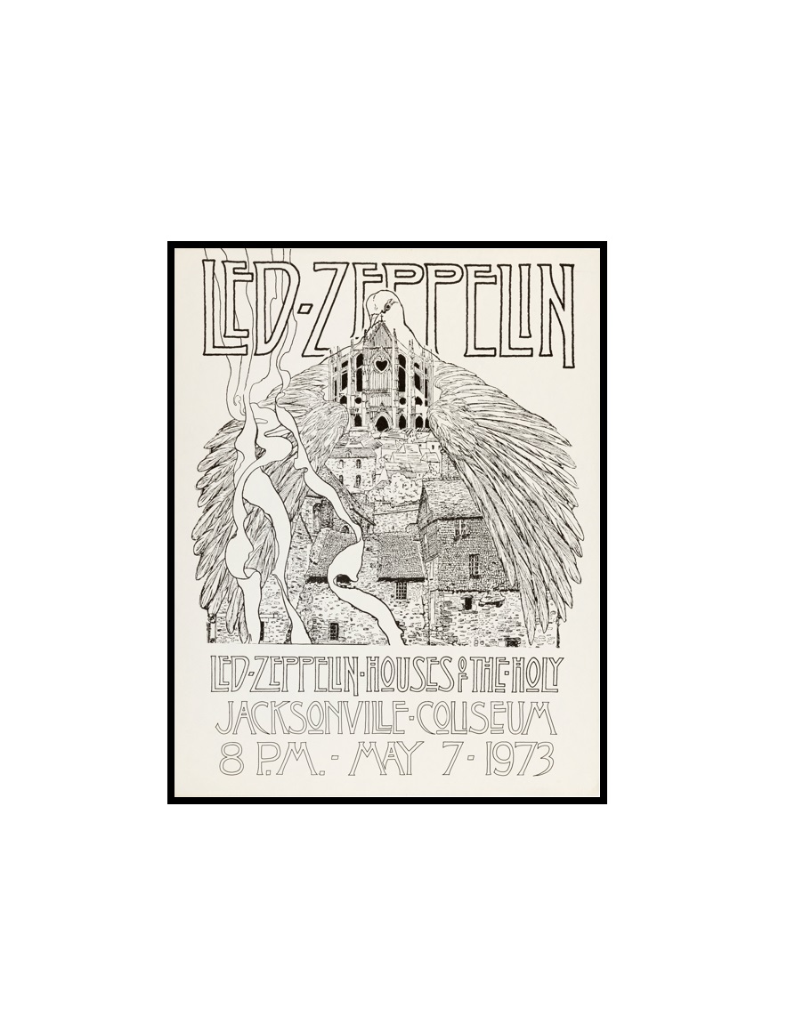 LED ZEPPELIN - 23 Led Zeppelin 1973 Houses of the Holy Era Jacksonville, FL Concert Poster MINI