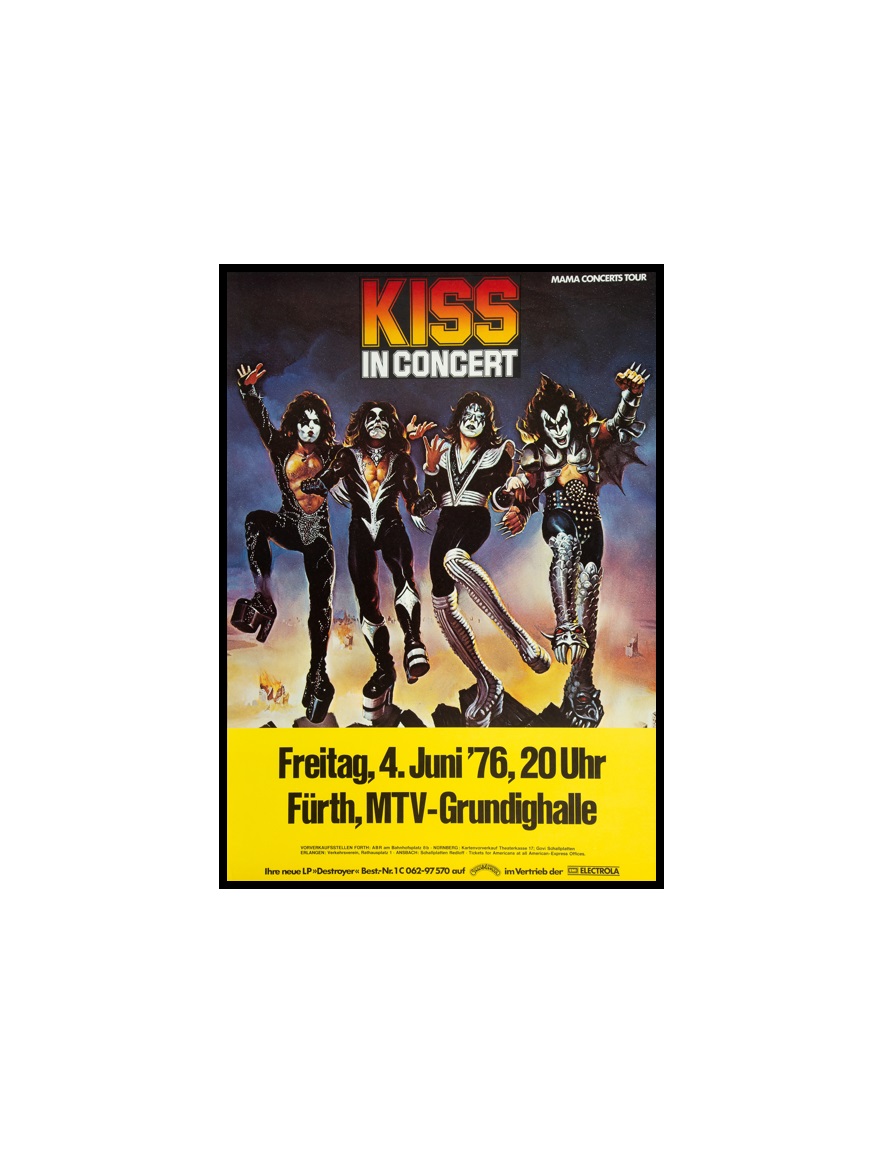 KISS - 15 Kiss Destroyer Tour 1976 Fürth, West Germany Concert Poster MINI