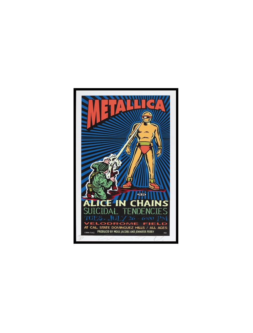 METALLICA - 6 Metallica Blacklight Velodrome Field Concert Artist-Signed (T.A.Z., 1994) MINI