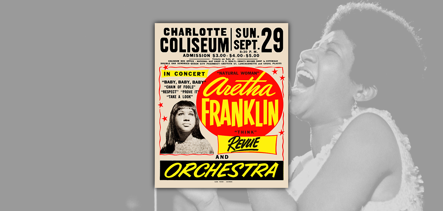 ARETHA FRANKLIN - 1 Aretha Franklin 1968 Jumbo Globe Concert Poster CAPA SITE