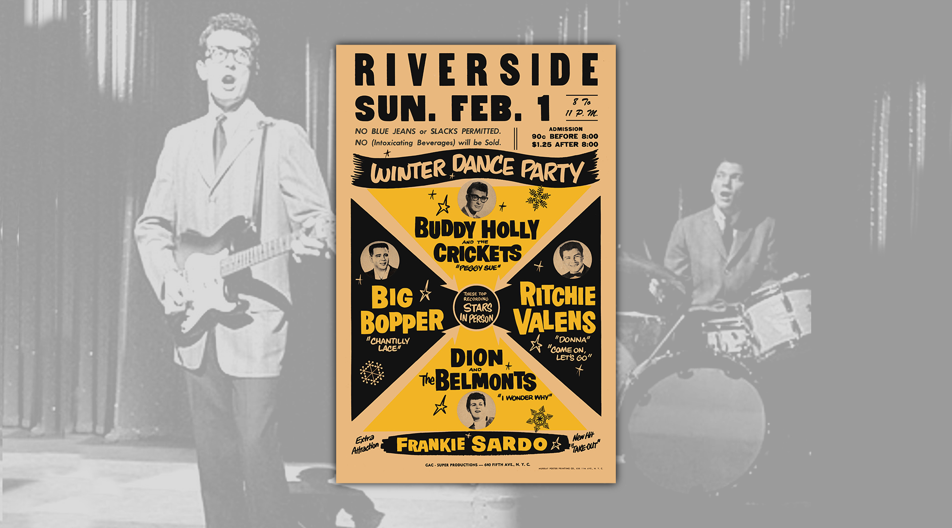 BUDDY HOLLY AND THE CRICKET - 1 Buddy Holly & the Crickets 1959 Historic Winter Dance Party Concert Poster CAPA SITE
